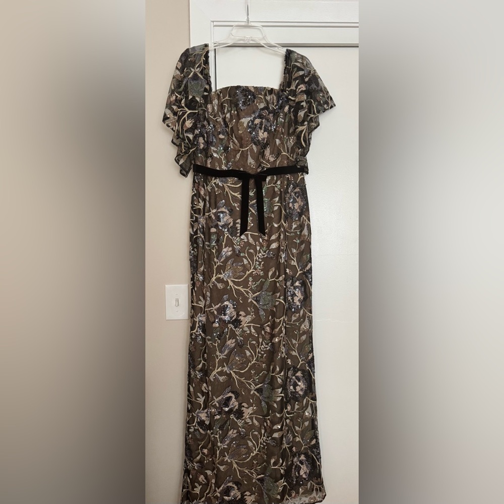 New! Floral Marchesa Sequin Off-the-Shoulder Gown